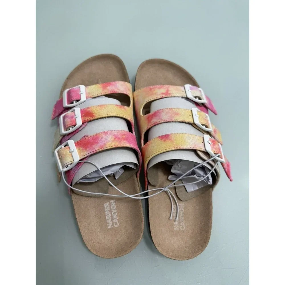 Harper Canyon Kids Girls Haven Footbed Sandals In Tie Die Size 3